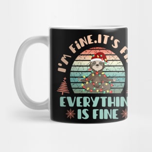 I'm fine.It's fine. Everything is fine.Merry Christmas  funny sloth and Сhristmas garland Mug